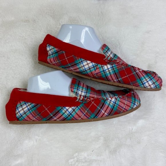 Lands' End Women's Soft Flannel Moccasin Slippers Plaid Red NWOT size 10‎ - Picture 6 of 13